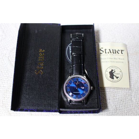 Stauer 28997 Blue Dial Cotswold Mineral Crystal Water Resistant (New) - Picture 1 of 3